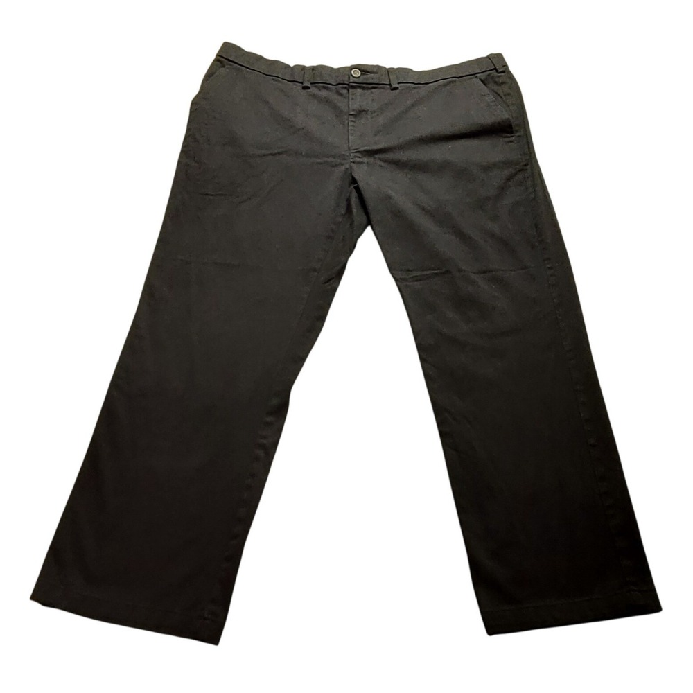 George Men's Chino Pants Black 40x30 Flat Front Straight Leg Trousers Office‎